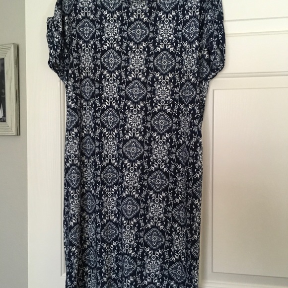 Navy Printed Pocket Tee Dress - Picture 2 of 4